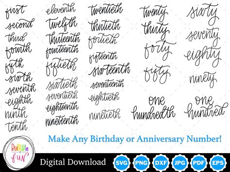 Cursive Script Numbers for Birthdays and Anniversaries Silhouettes Birthday Number SVG ...