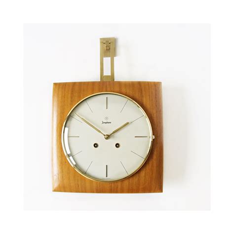 Junghans Mid Century Chime Wall Clock Wood And Brass Etsy