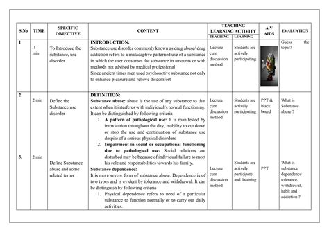 lesson plan  substance abuse disorders docx