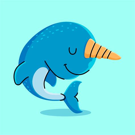 Cute Narwhale Cartoon Vector Cartoon Illustration 22835651 Vector Art