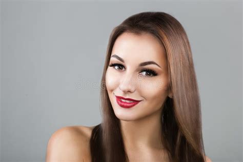 Beautiful Woman With Long Straight Brown Hair Stock Image Image Of Brunette Model