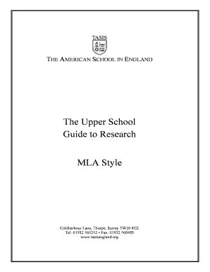 Fillable Online Mla Guide To Research Tasis The American School In