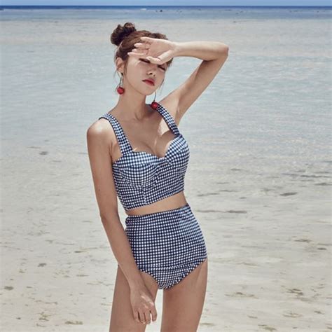 Checkered Ulzzang Bikini Set Women S Fashion Swimwear Bikinis Swimsuits On Carousell
