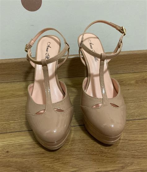 Sapato Salto Meia Pata Verniz Cor Nude Sapato Feminino Ana Mello Usado Enjoei