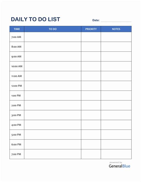 daily   list template