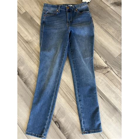 Seven 7 High Rise Skinny Skin Fit Blue Denim Stretch... - Depop