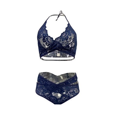 Rqyyd Sexy Bra And Panty Set For Women Cross Lace Lingerie Set Two