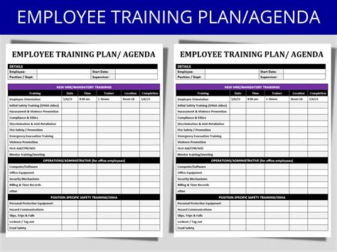 Employee Training Plan Template Training Tracker New Hire Schedule New
