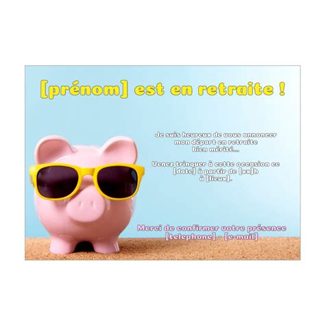 Carte Invitation Retraite Fete Cochon Rose Gratuit à Imprimer Carte 2654