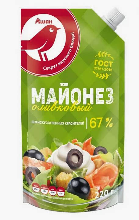 Майонез Auchan Красная птица оливковый 67% | отзывы