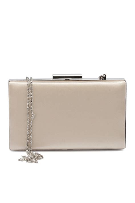 Wedding Fashion Ten Nude Rengi Altın Kasalı Saten Abiye Çanta Clutch Balo Mezuniyet Çantası El