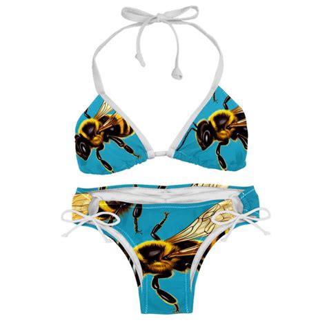 Starry Bees In The Sky Swimsuit Women Bikini Set With Detachable Sponge And Adjustable Strap