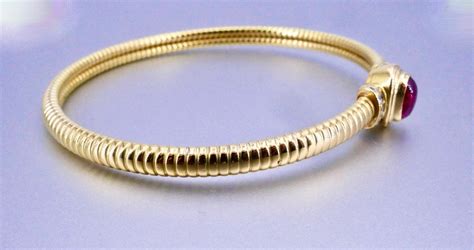 Proantic Gay Frères Bracelet Or Jaune Rubis Cabochon