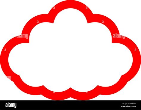 Cloud symbol icon - red simple outline, isolated - vector illustration ...