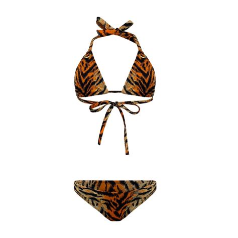 Talia Tiger Print Triangle Bikini Brazilian Maui X Lolita Wolf