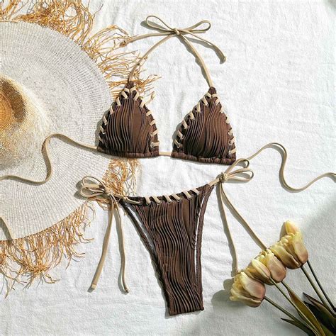 Qepwscx Swim Suits For Women Fashionable Women S Solid Color Sexy Bikini Split Strap