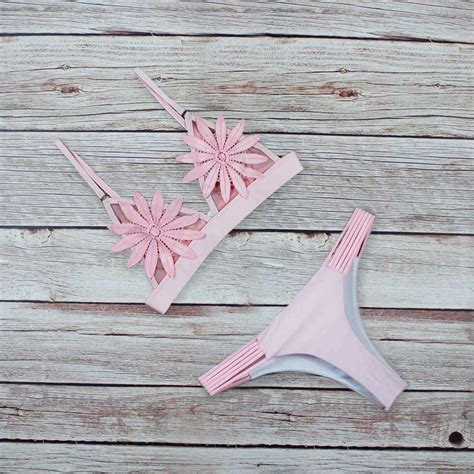 Sexy Bikini Weiß Mesh Gestickte Blume Riemchen Biquini Micro Badeanzug Badeanzug Tanga Bademode