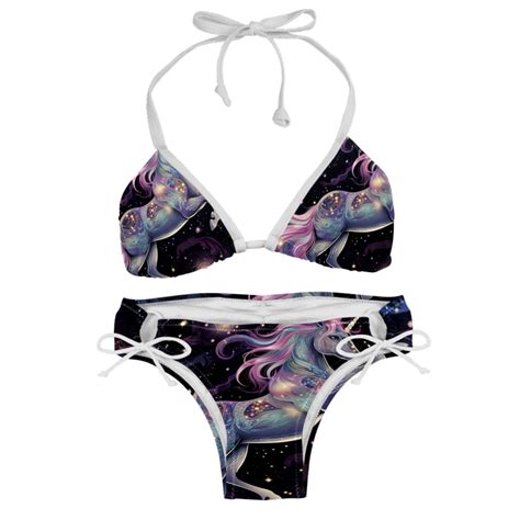 Starry Unicorn Detachable Sponge Adjustable Strap Bikini Set Two Pack Swimsuit Suit Beach Pool