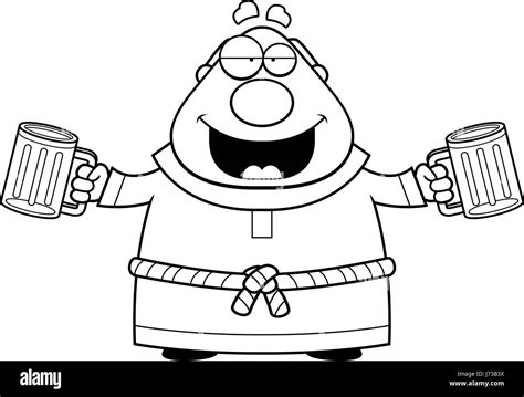 A Cartoon Illustration Of A Monk Drinking Beer Stock Vector Image And Art