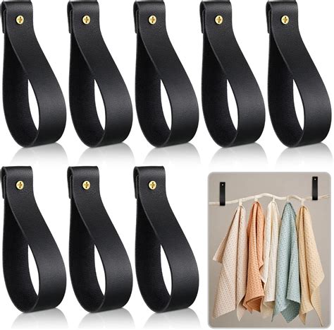 ZZLZX 4PCS Artificial Leather Strap Hangers Wall Mounted Leather Hooks