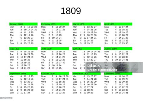 year  calendar  english stock illustration  image