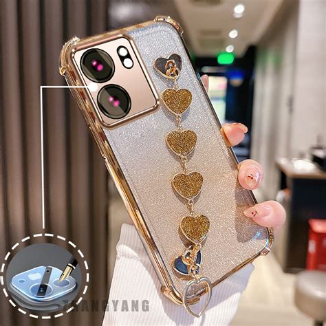 Capa Para Infinix Smart 9 Hot 50i Flash Anti Queda Galvanizada De Telefone Pulseira De