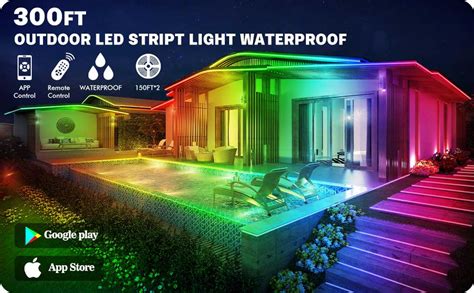 Letianpai Ft M Outdoor Led Strip Lights Waterproof With Self