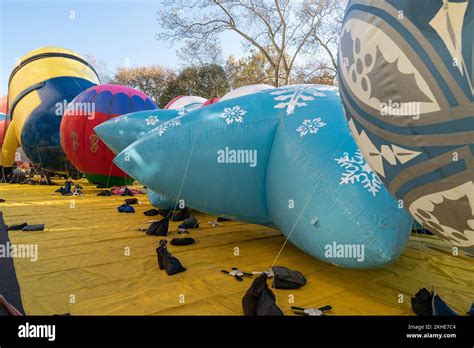 Balloons Inflated For 96th Macys Thanksgiving Day Parade On 77th