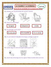 Guia Comprension Lectora La Cigarra Y La Hormiga Worksheet Images