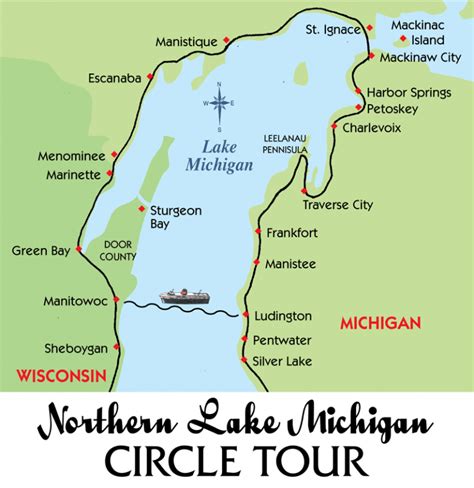 Circle Tour Of Lake Michigan Map Map Of Usa Time Zones