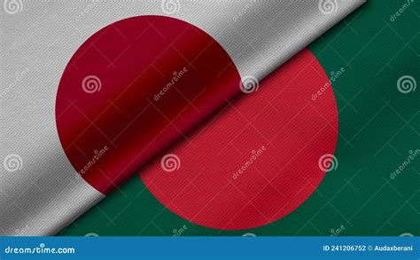 3D Rendering Of Two Flags Of Japan And People S Republic Of Bangladesh