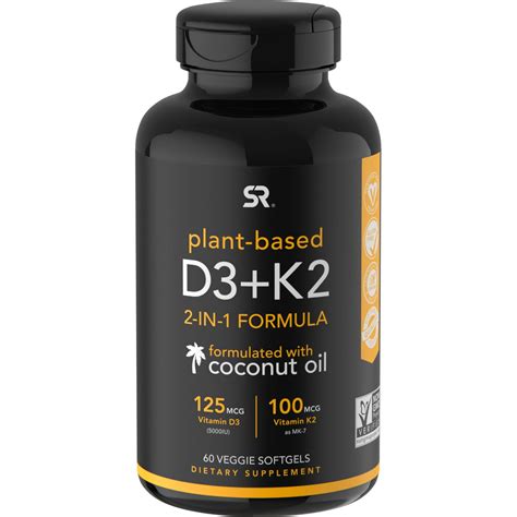 Sports Research Vitamin K2 + D3, 60 Veggie Softgels - Walmart.com ...
