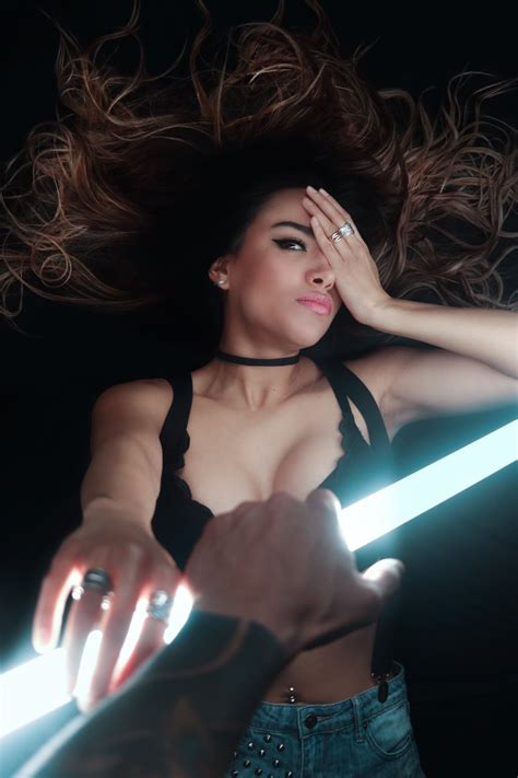 Boobs Mexican Model Latinas Brunette Arms Up Women Light Bulb Portrait Display