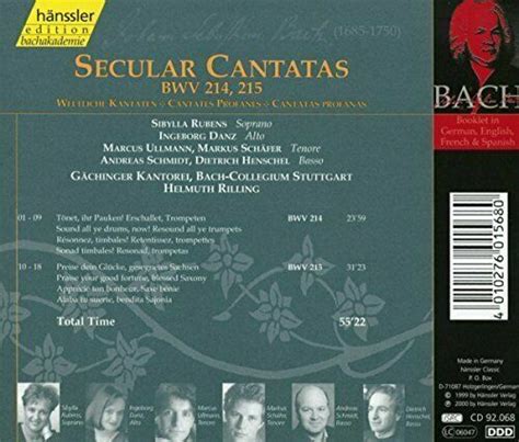 Secular Cantatas BWV 214 215 Von Johann Sebastian Bach Sibylla Rubens