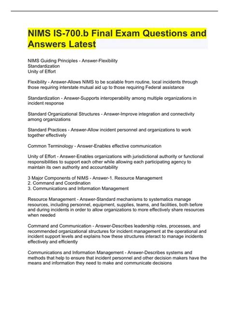 NIMS IS-700.b Final Exam Questions and Answers Latest - FEMA - Stuvia US