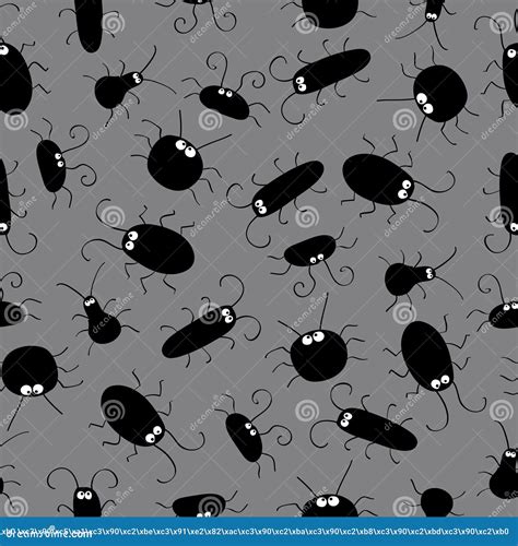 Black Cockroaches on a Gray Background Stock Vector - Illustration of