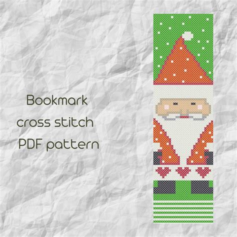Bookmark Cross Stitch Pattern Santa Claus Christmas Cross St Inspire