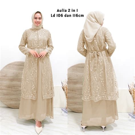 Jual Aulia In Maxi Dress Outer Tille Mutiara Rompi Brukat Premium