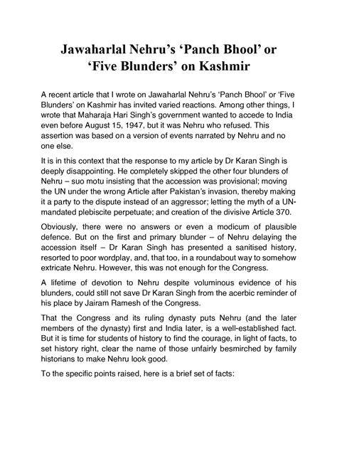 Nehru rejected Maharaja Hari Singh’s plea to accede to India not just