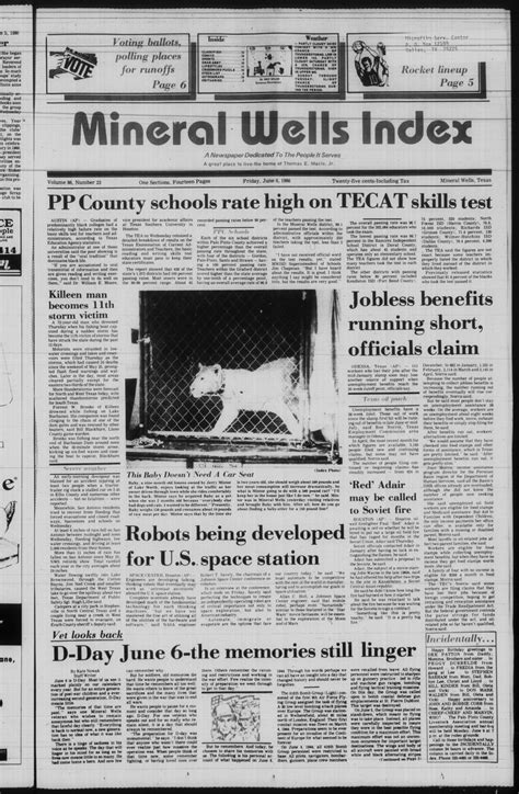 Mineral Wells Index (Mineral Wells, Tex.), Vol. 86, No. 23, Ed. 1