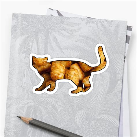 Tater Tot Cat Sticker Sticker By Kcardone Redbubble