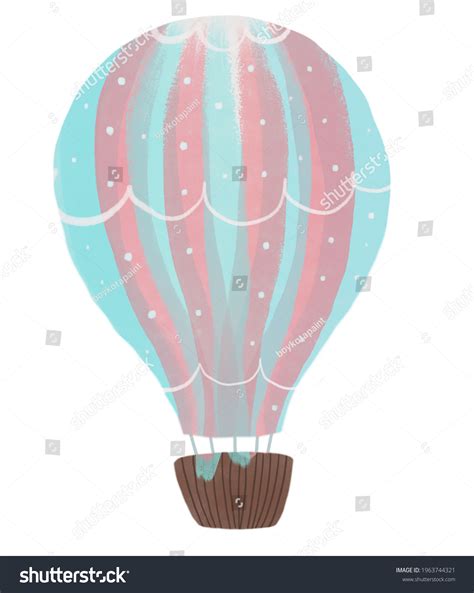 Cute Baby Hot Airballoon Brown Basket Stock Illustration 1963744321 Shutterstock