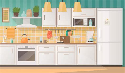 cartoon kitchen background stock illustrations royalty