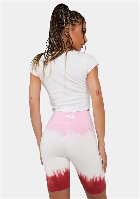 Fila Tie Dye Bike Shorts Pinkwhitered Dolls Kill