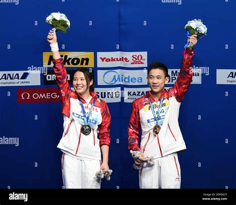 Wang Han And Yang Hao Of China The Winners Of The Mixed 3m Diving