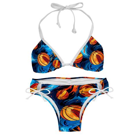 Basketball Women S One Piece Swimsuit Bikini Set With Detachable Sponge And Adjustable Strap