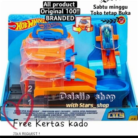 Promo Hotwheels City Super Spin Dealership Playset Original Hot Wheels Diskon 50 Di Seller