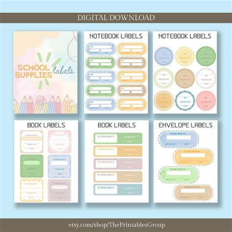 School Supplies Labels Printable Editable Student Labels Etsy