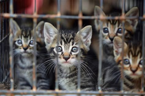 Kittens In A Cage Premium Ai Generated Image