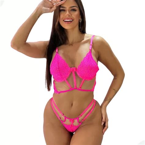 Lingerie Feminina Luxa Sexy Transparente Renda Frete Gr Tis Parcelamento Sem Juros